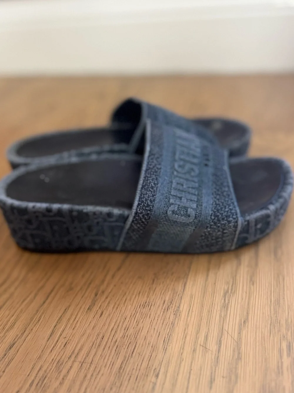 Dior Gray Branded Slide Sandals Size 8